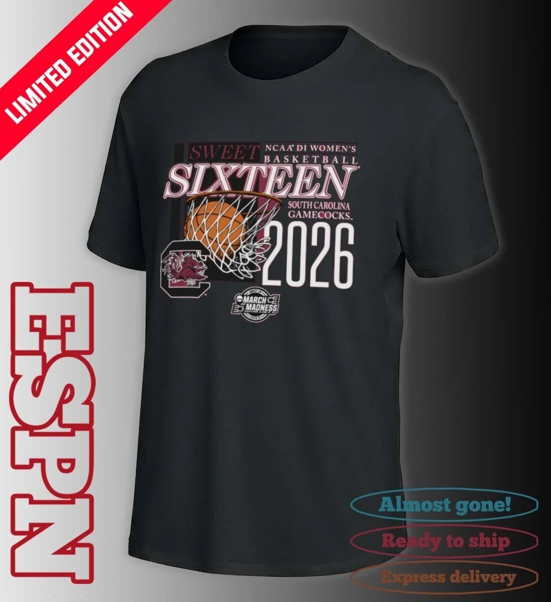 South Carolina Gamecocks 2026 NCAA DI Women’s Basketball Sweet Sixteen – Sacramento Regional T-Shirt