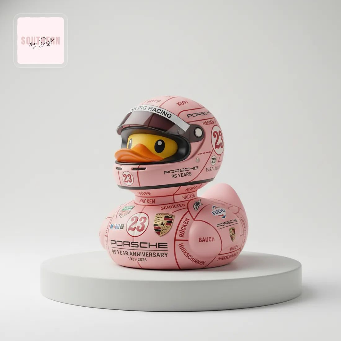 Porsche Pink Pig Racing #23 95 Year Anniversary 1931-2026 Rubber Duck
