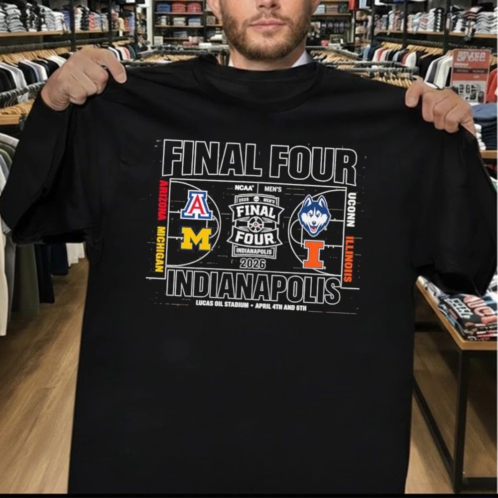 Michigan Wolverines Men’s Basketball Final Four 4-Team Court T-Shirt