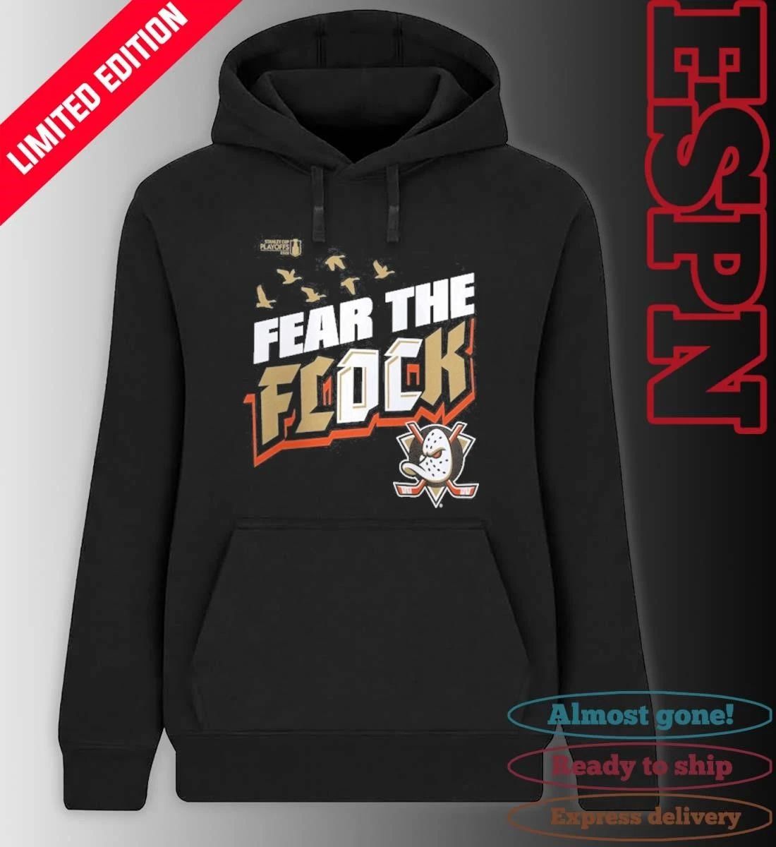 Anaheim Ducks Fear The Flock 2026 Stanley Cup Playoffs Slogan T-Shirt