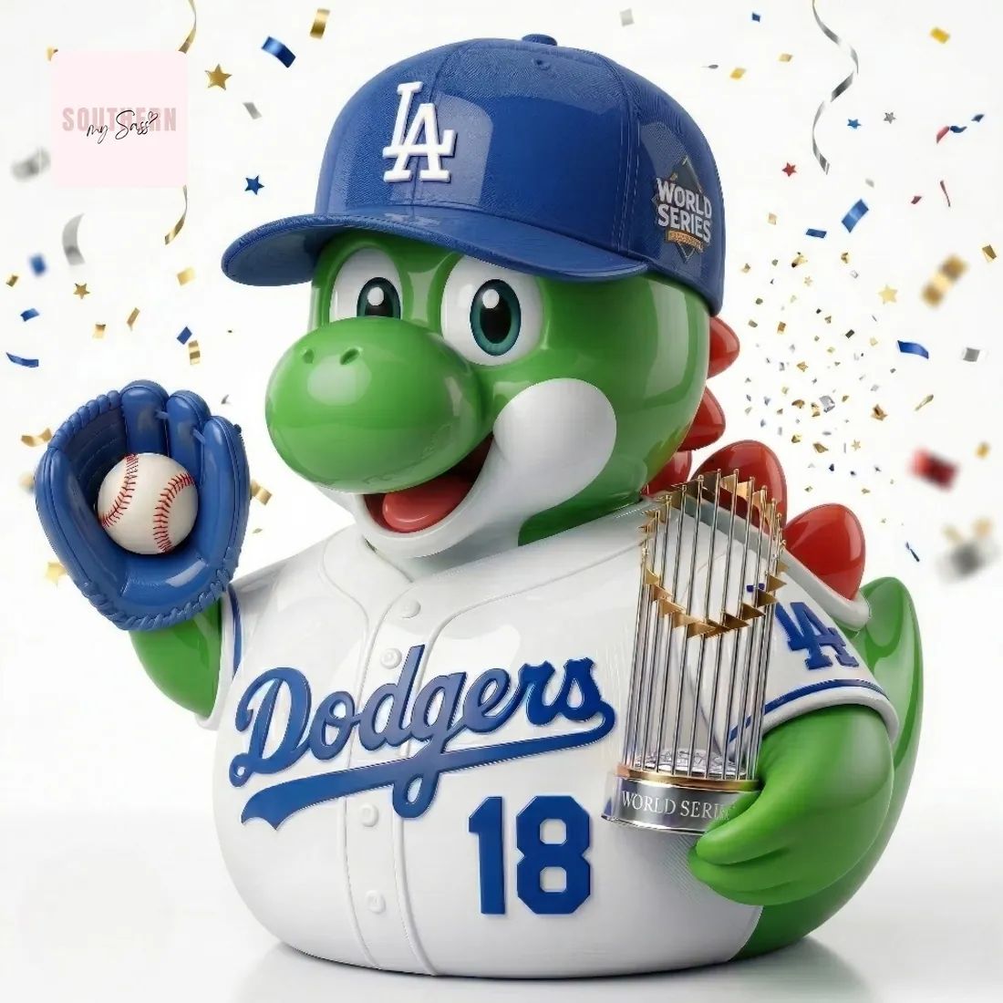 Los Angeles Dodgers Yoshi World Series Champions Rubber Duck