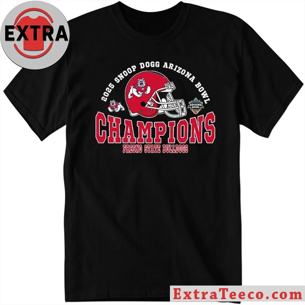 Original Champions 2025 Arizona Bowl Fresno State Bulldogs Football Champions 2025 Snoop Dogg Arizona Bowl presented by Gin And Juice Helmet And Logo T-Shirt