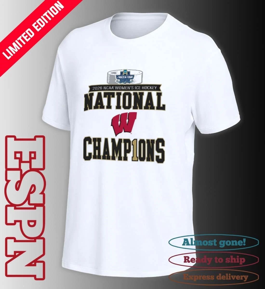 Wisconsin Badgers 2025 NCAA Frozen Four Women’s Ice Hockey National Champions Locker Room T-Shirt