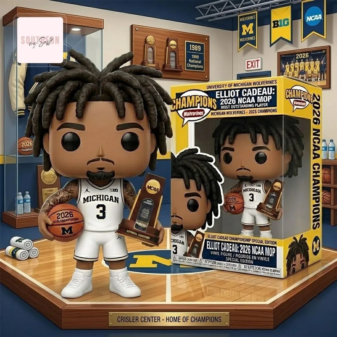 Elliot Cadeau Michigan Wolverines 2026 NCAA MOP National Champion Pop Figure Doll