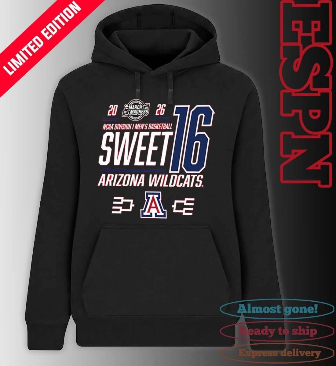 Arizona Wildcats NCAA Men’s March Madness Sweet 16 Shirt
