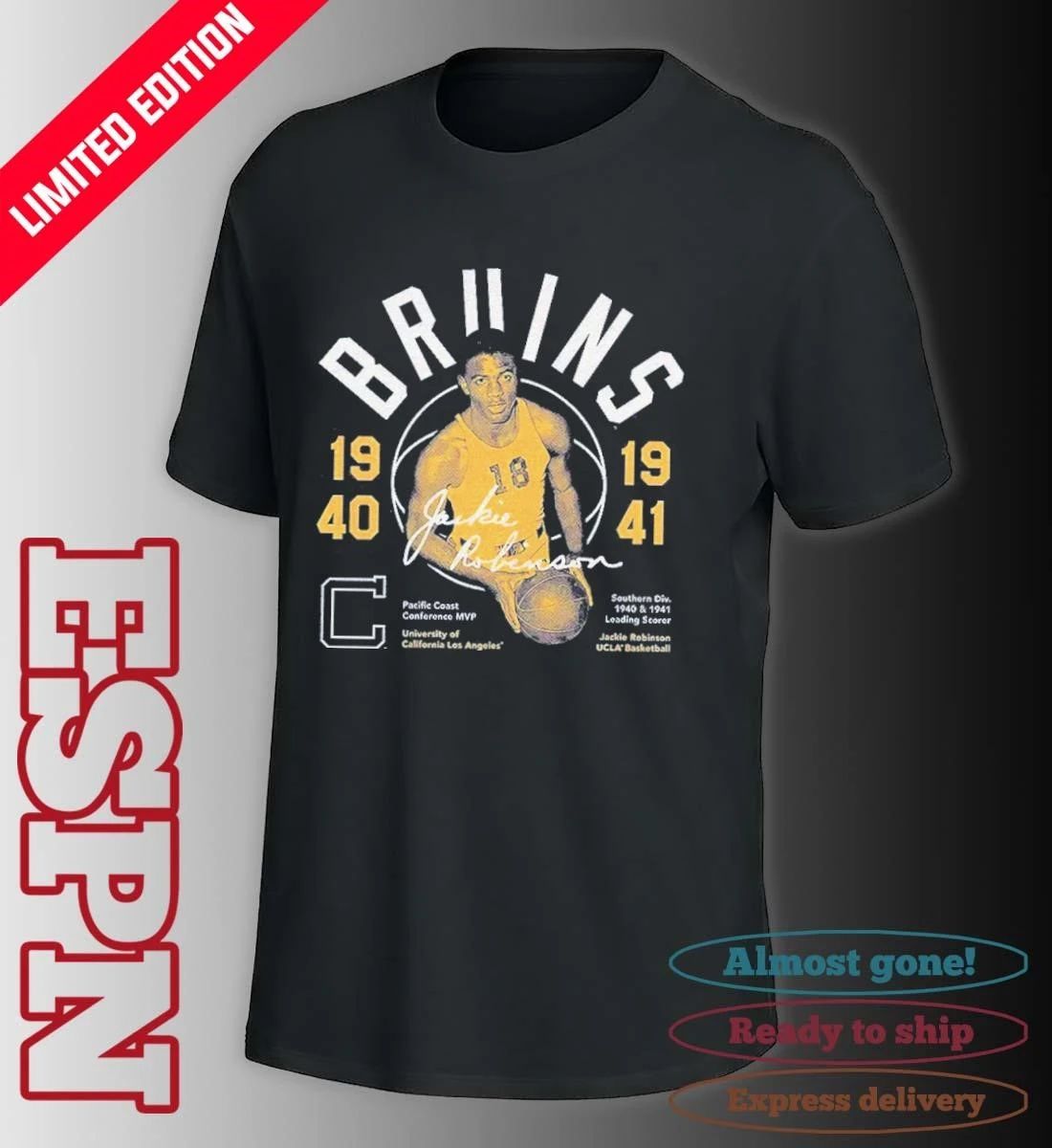 UCLA Bruins Jackie Robinson #42 1940 1941 Basketball T-Shirt