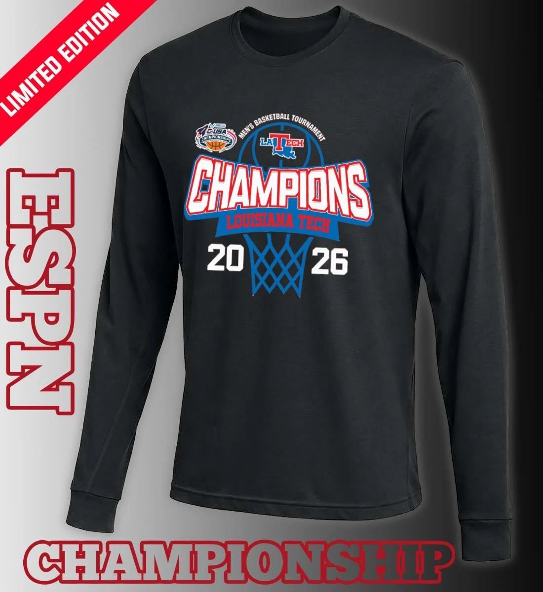 C-USA Men’s Basketball Tournament 2026 Champions Louisiana Tech Bulldogs T-Shirt