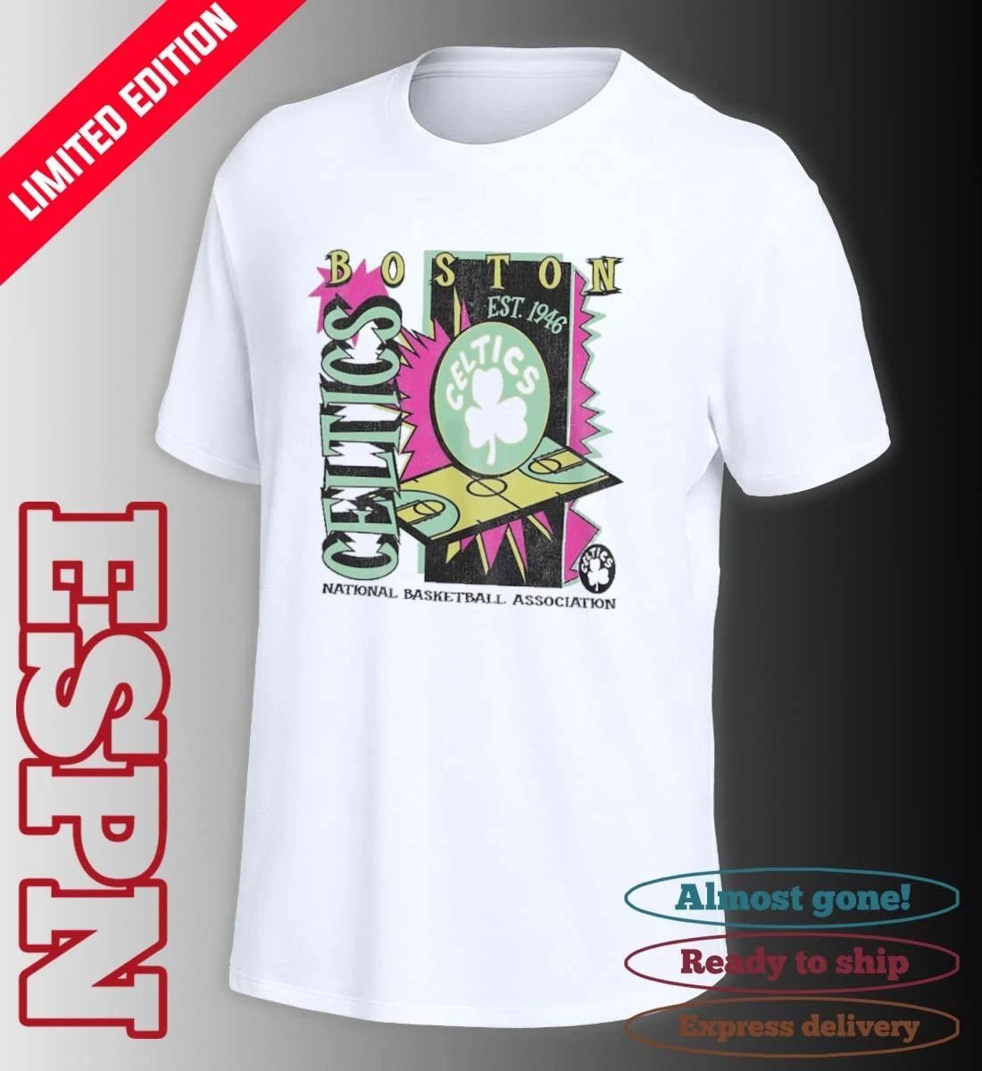 Boston Celtics NBA Neon Court Shock T-Shirt