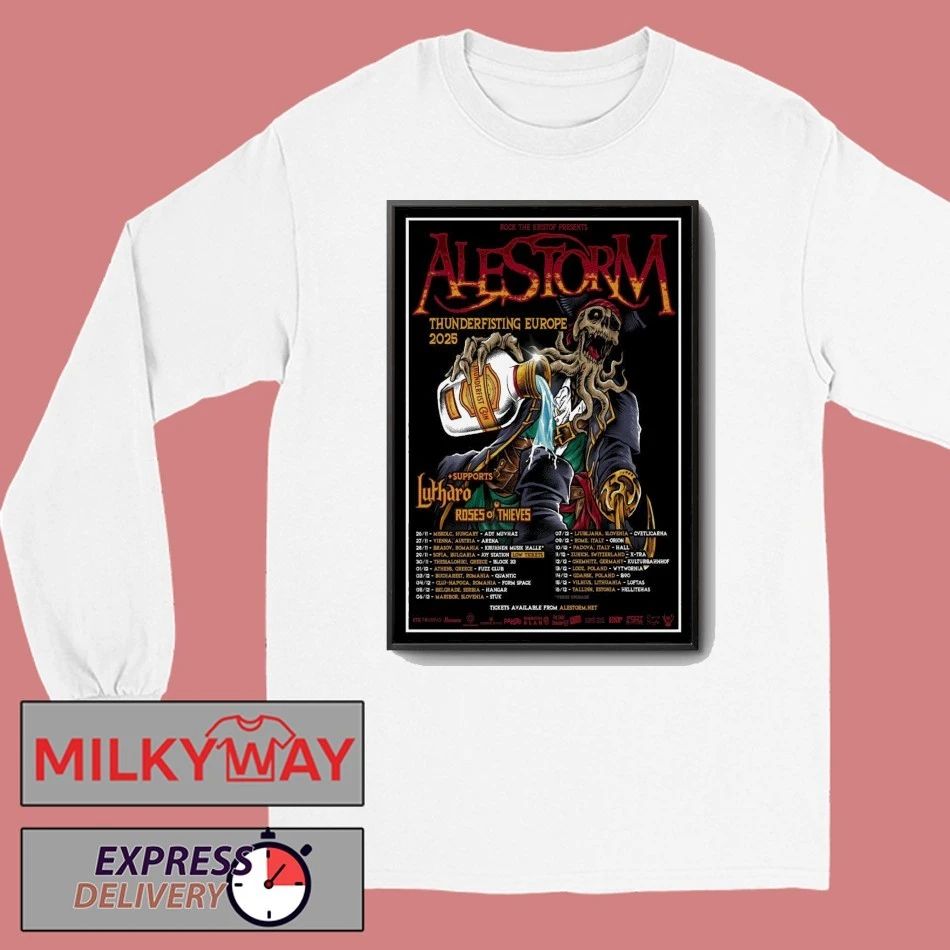 Alestorm Thunderfisting Europe 2025 Tour Poster shirt