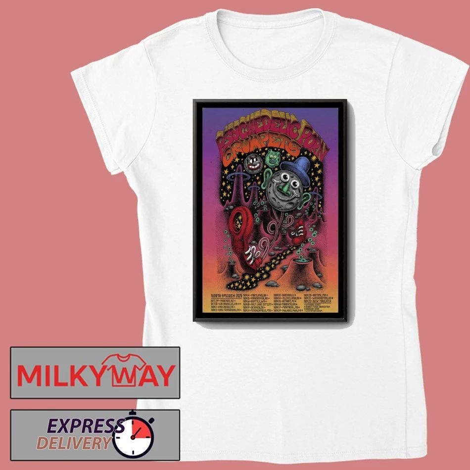 Poster Psychedelic Porn Crumpets 2025 Tour shirt