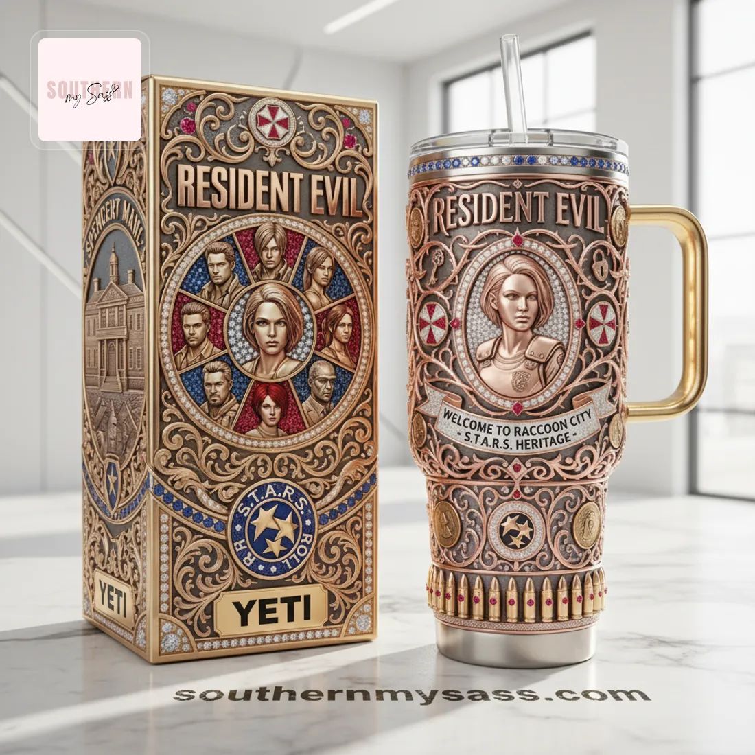 Resident Evil S.T.A.R.S. Heritage Premium Embossed 40oz Tumbler With Handle