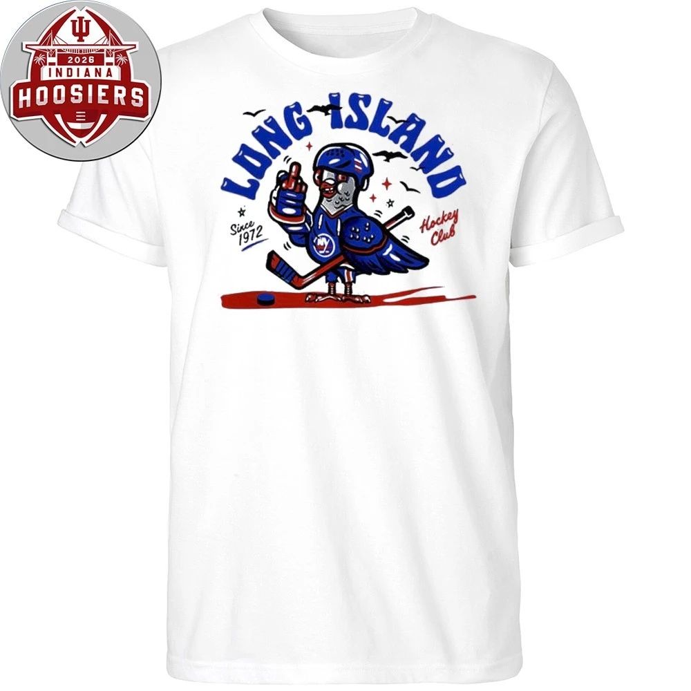 White T-shirt with the Long Island Hockey Club logo printed on it