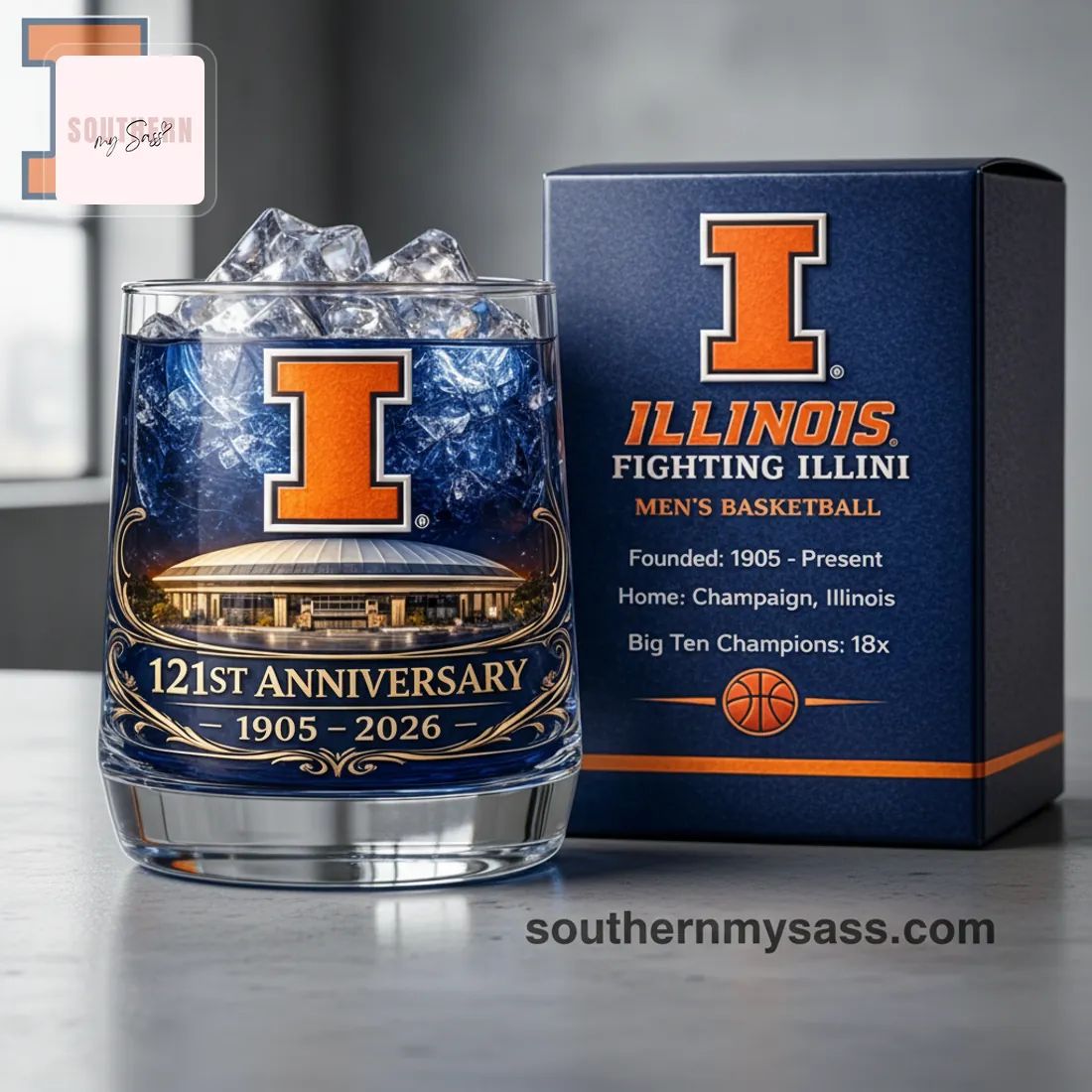 Illinois Fighting Illini Men’s Basketball 121st Anniversary Whiskey Glass