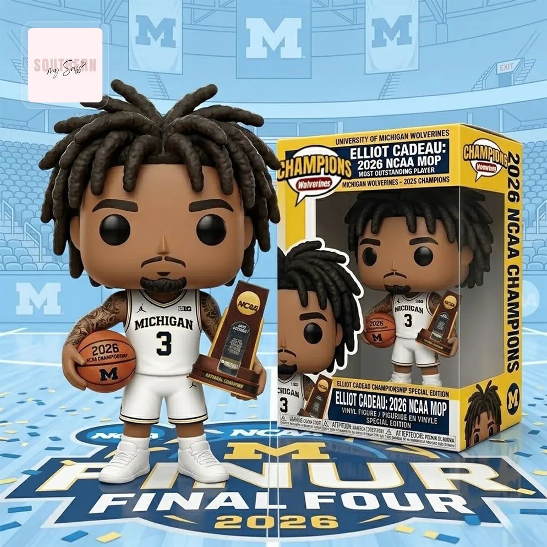 Elliot Cadeau Michigan Wolverines 2026 NCAA MOP National Champion Pop Figure Doll