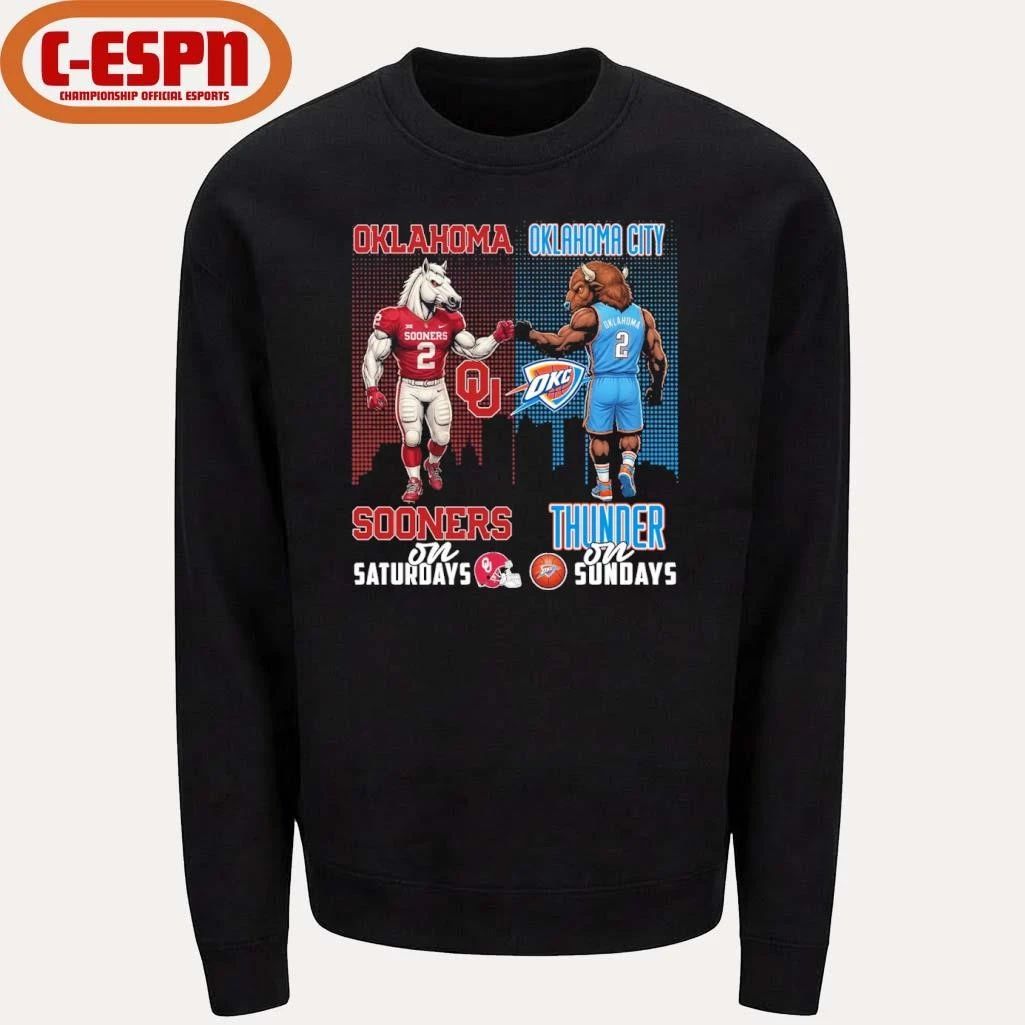 Mascot Oklahoma Sooners On Saturdays And Oklahoma City Thunder On Sundays Shirt