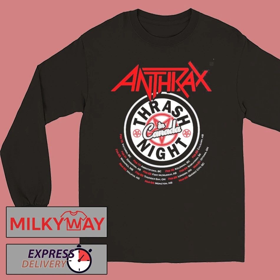 Anthrax Canada Tour 2026 Merch Thrash Night In Canada Two Sided T-Shirt