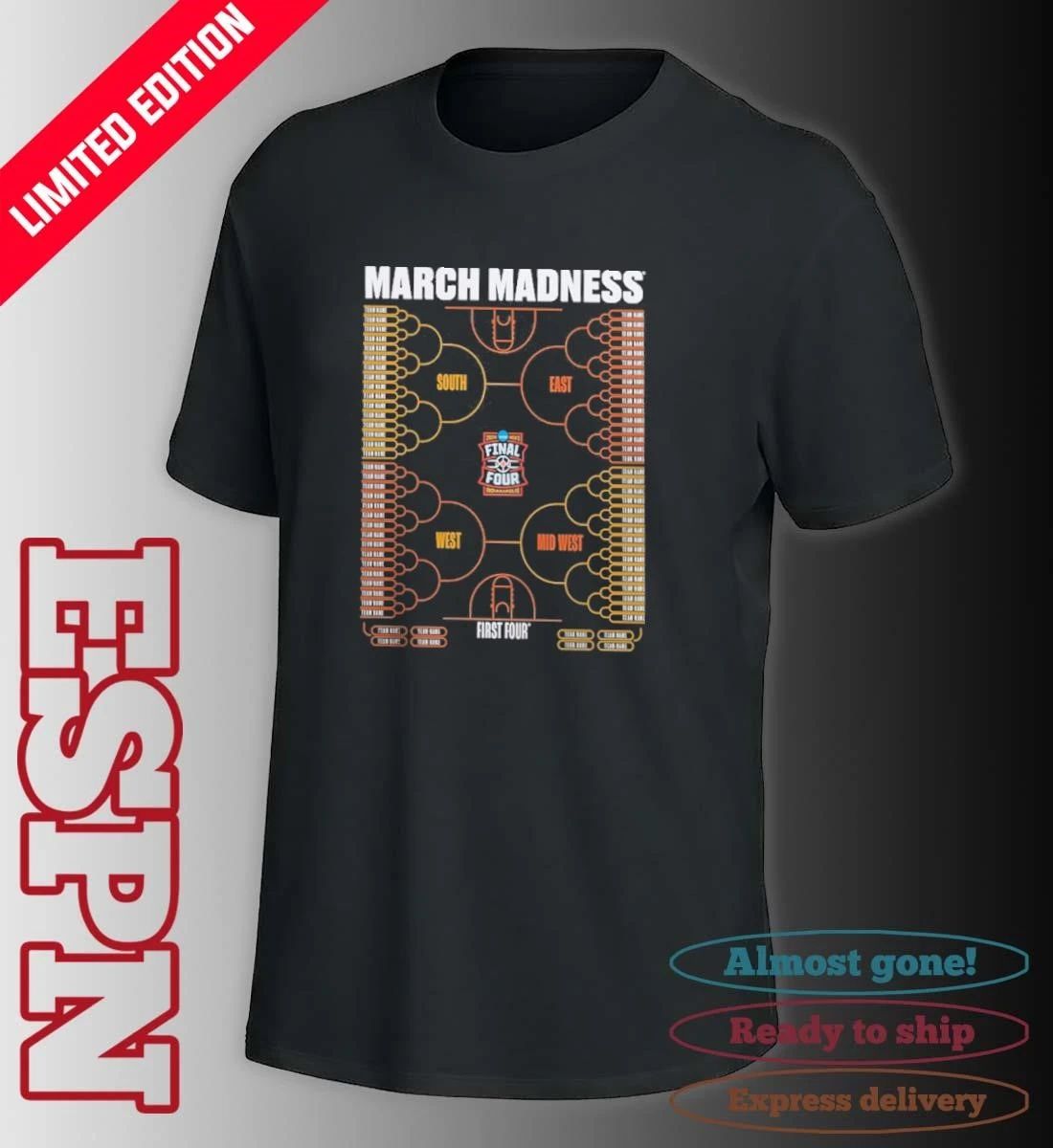 2026 NCAA Men’s Basketball Tournament March Madness Teams Bracket T-Shirt
