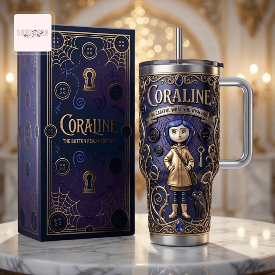 Coraline The Button Realm Edition 3D Embossed 40oz Tumbler