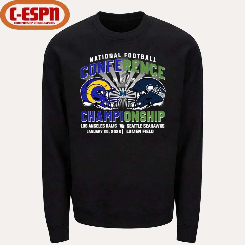 Rams Vs Seahawks NFC Conference Championship Duel Helmet T-Shirt