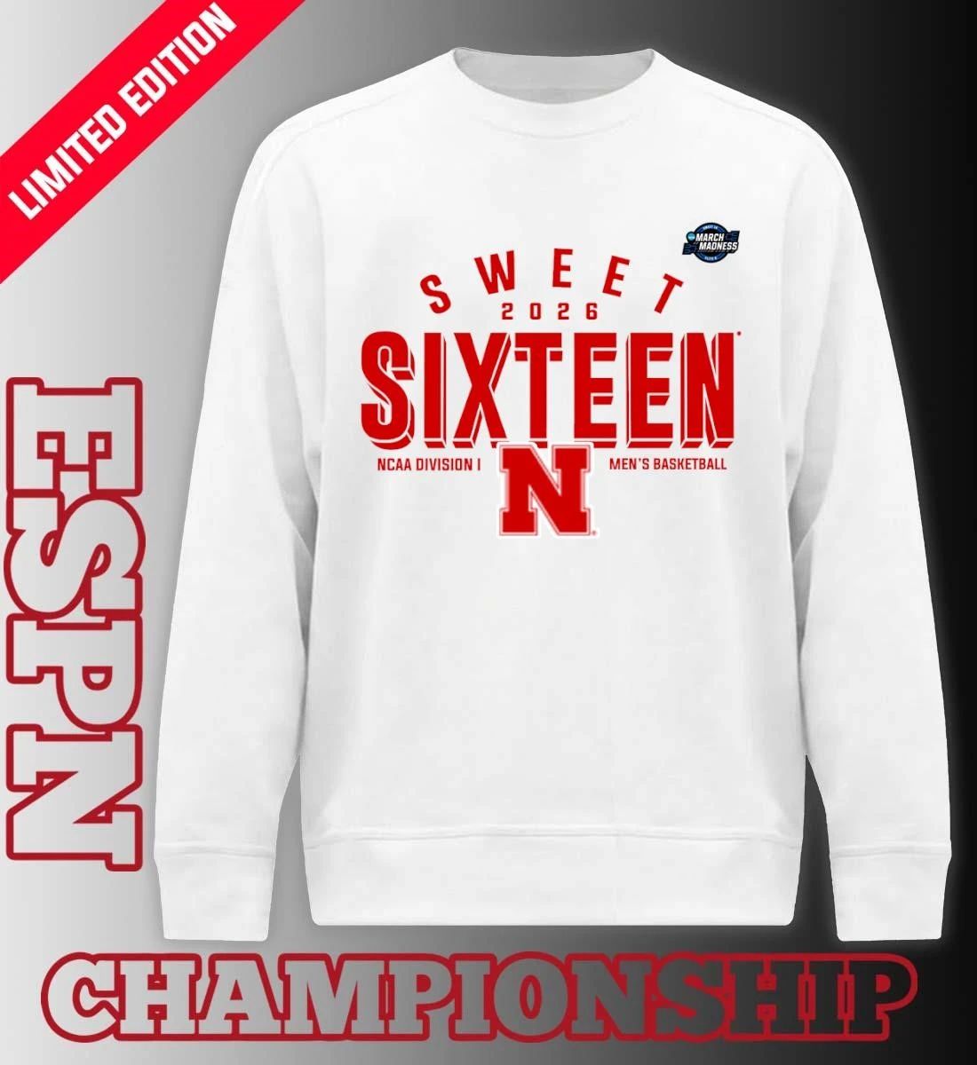 Sweet 16 Nebraska Cornhuskers 2026 NCAA Men’s Basketball T-Shirt