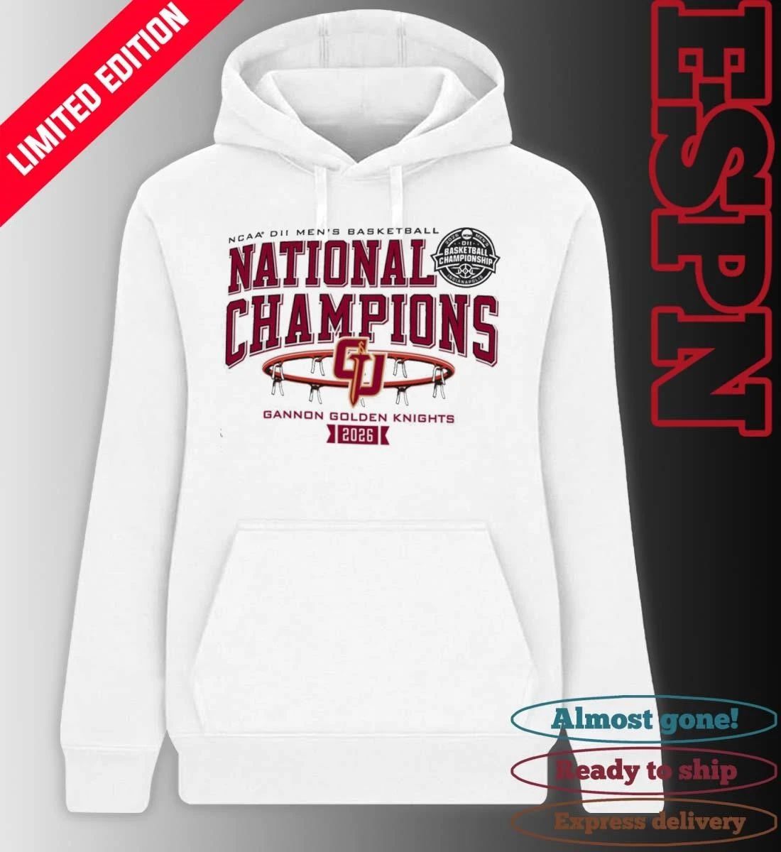 Gannon Golden Knights 2026 NCAA DII Men’s Basketball National Champions T-Shirt
