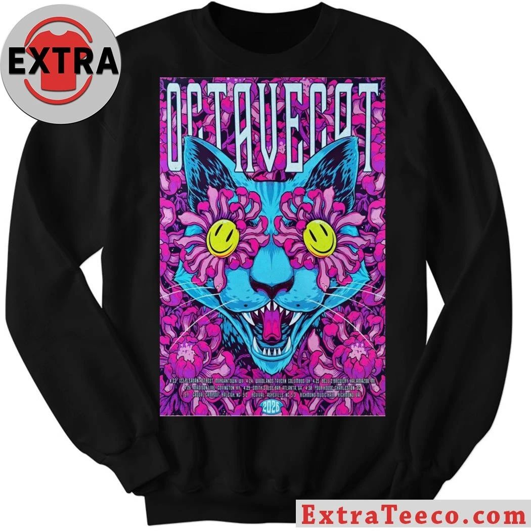 Octave Cat Psychedelic Spring 2026 Tour Poster T-Shirt