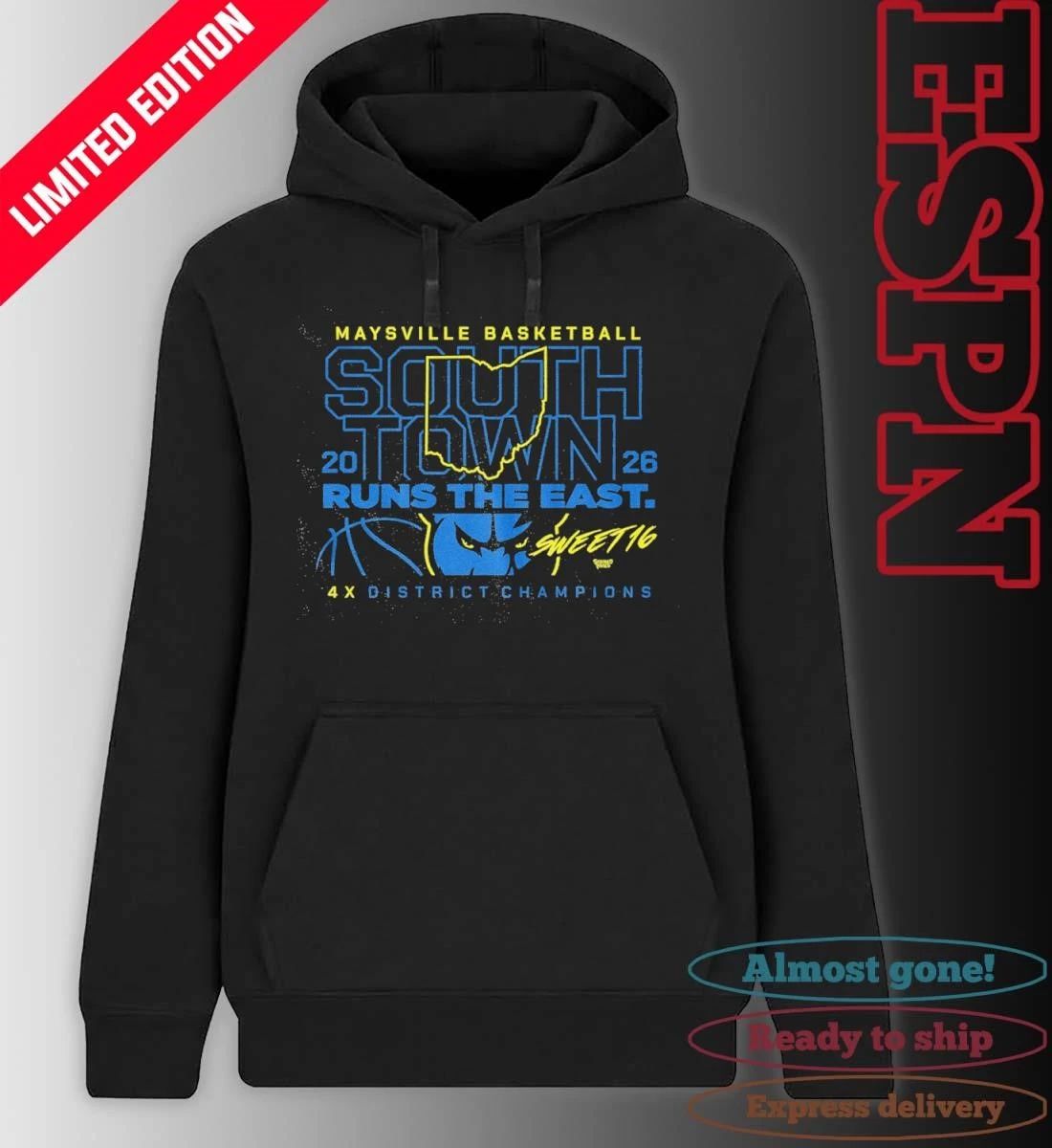 Maysville Basketball 2026 Runs the East 4X District Champions Shirt