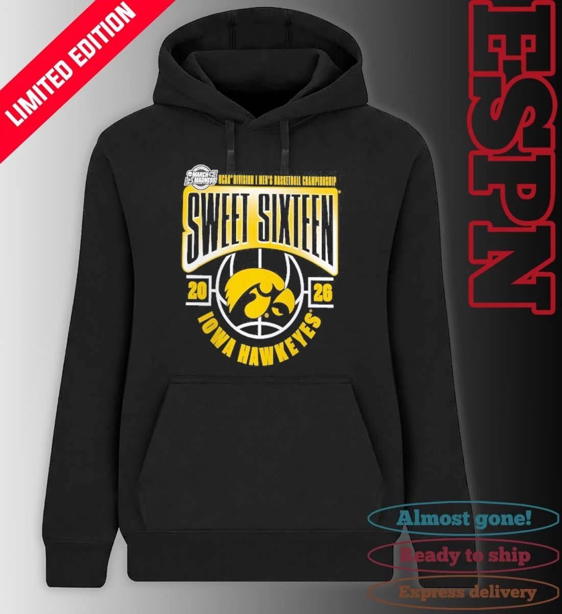 Iowa Hawkeyes 2026 NCAA Men’s Basketball Tournament March Madness Sweet 16 T-Shirt