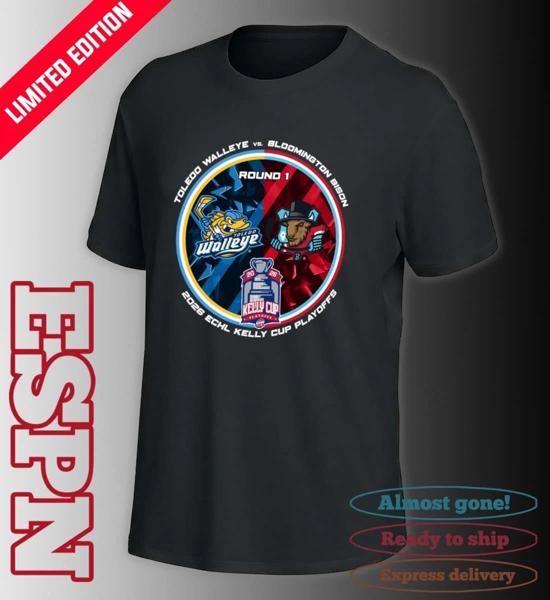 Toledo Walleye Vs Bloomington Bison 2026 Kelly Cup Playoff Round 1 Shirt