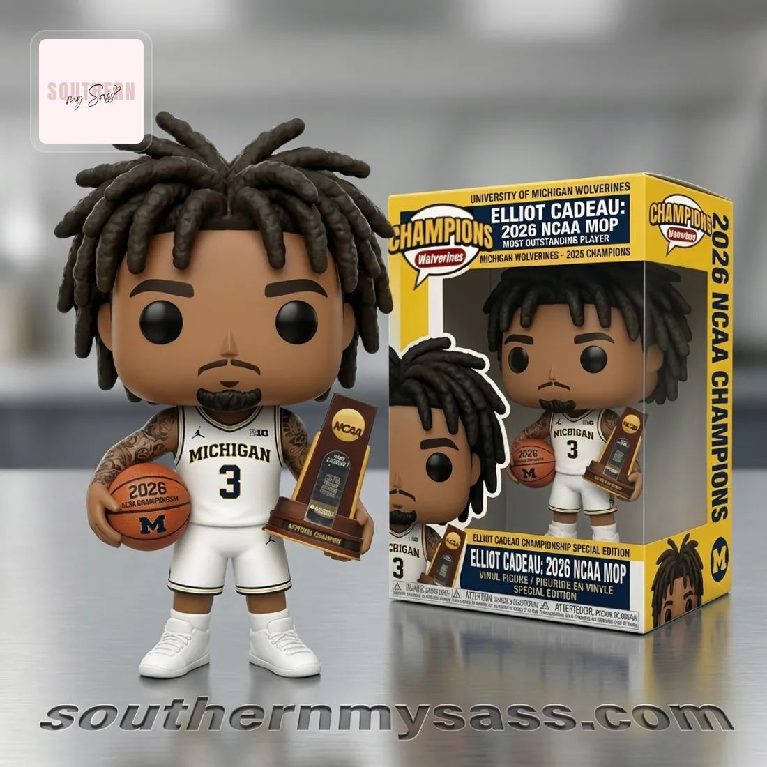 Elliot Cadeau Michigan Wolverines 2026 NCAA MOP National Champion Pop Figure Doll