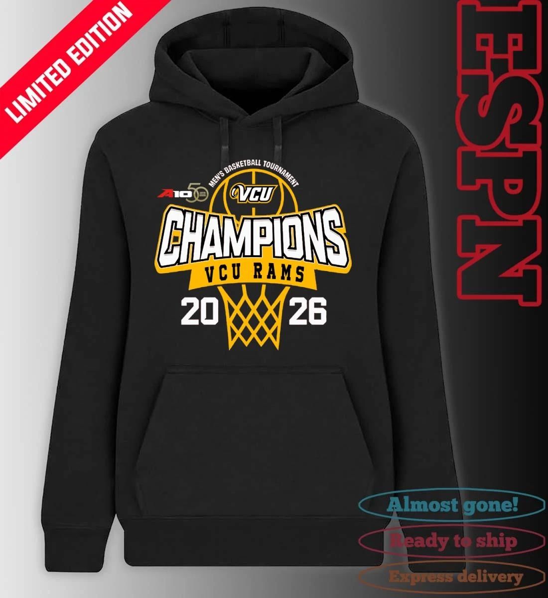 VCU Rams 2026 Atlantic 10 Men’s Basketball Tournament Champions Shirt