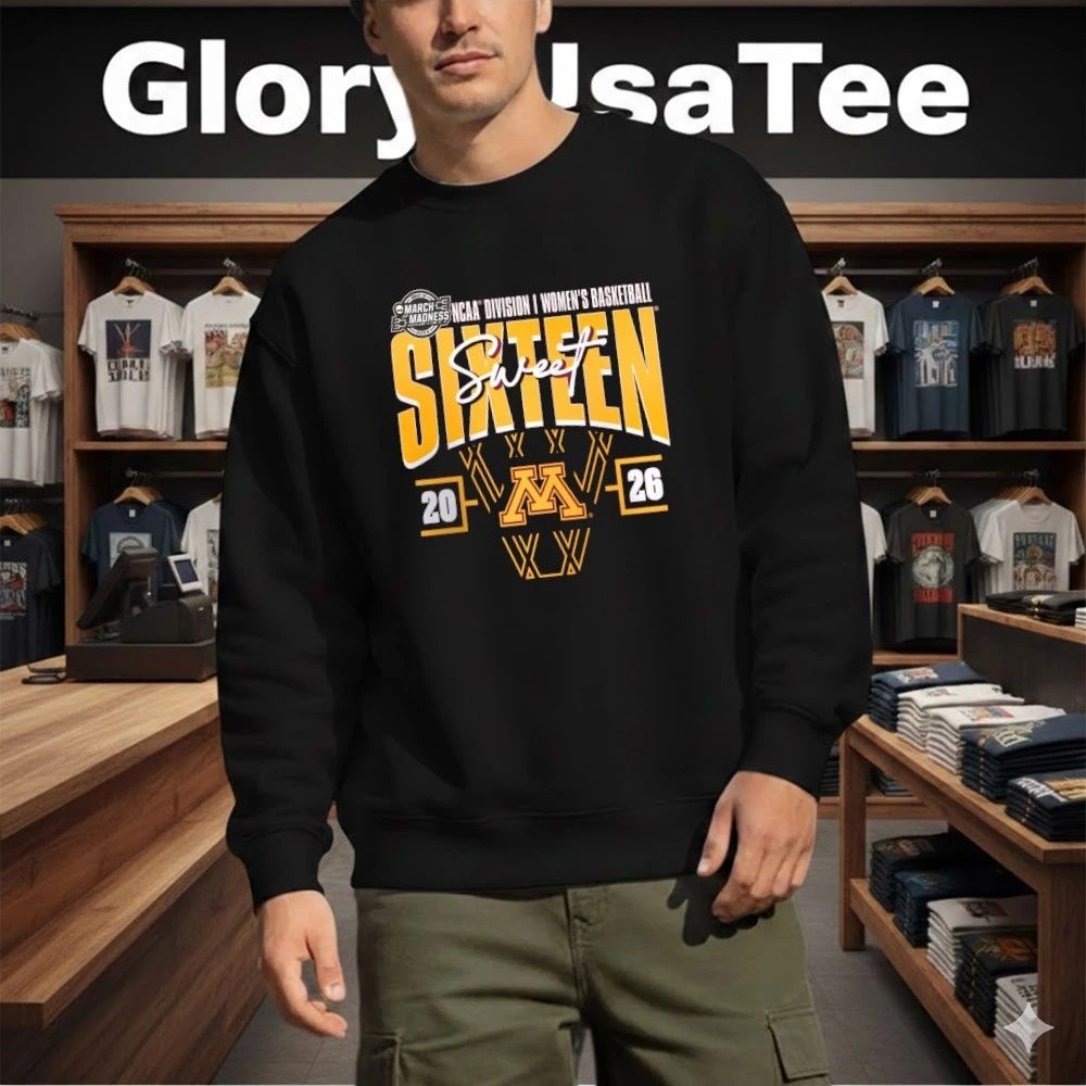 Maroon Minnesota Golden Gophers 2026 NCAA Women’s Basketball Tournament March Madness Sweet 16 Court Shot T-Shirt