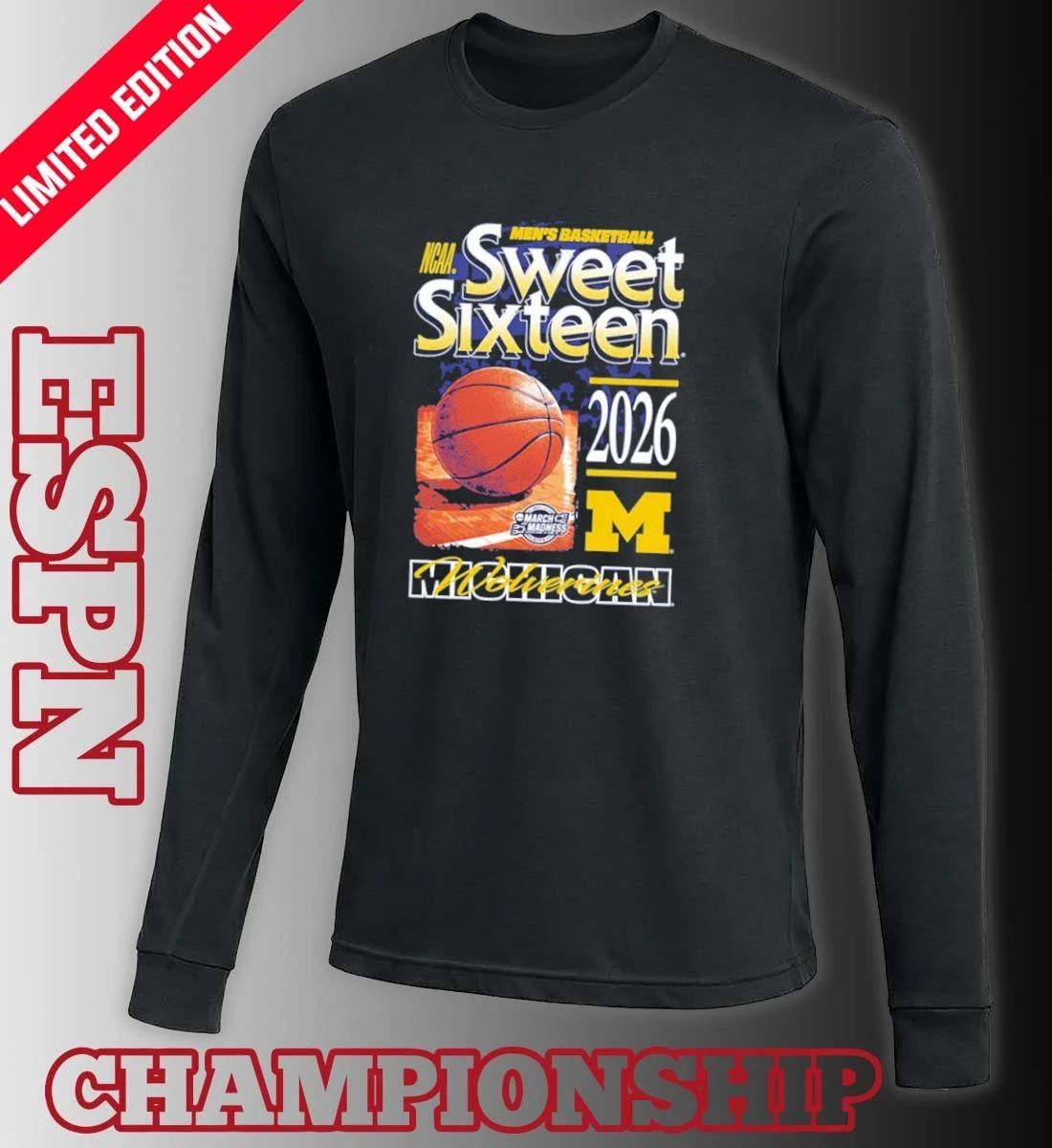 Michigan Wolverines 2026 NCAA March Madness Sweet 16 Bound Shirt