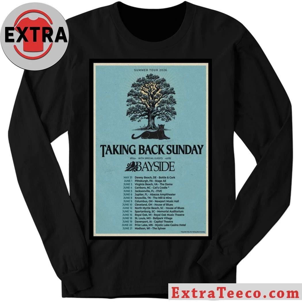 Taking Back Sunday 2026 US Tour with Bayside Poster T-Shirt