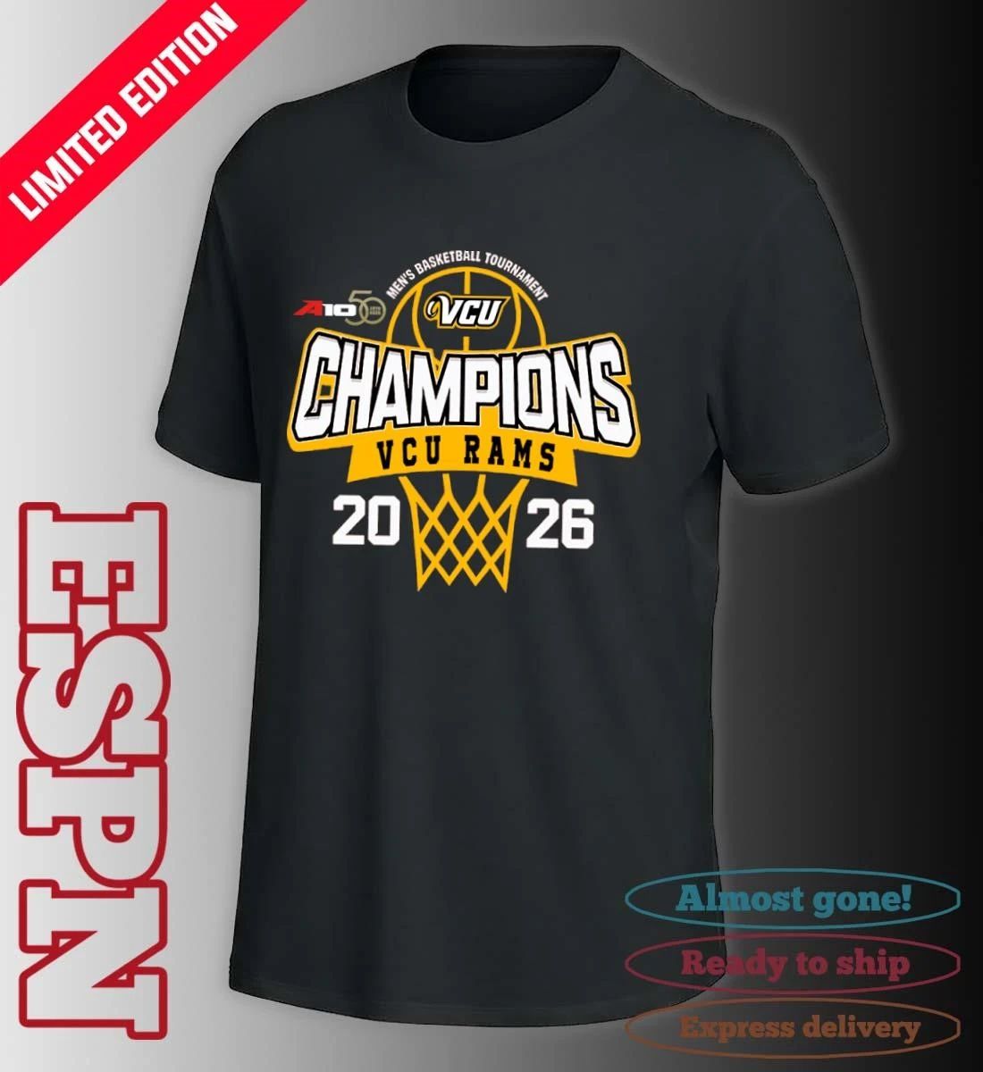 VCU Rams 2026 Atlantic 10 Men’s Basketball Tournament Champions Shirt