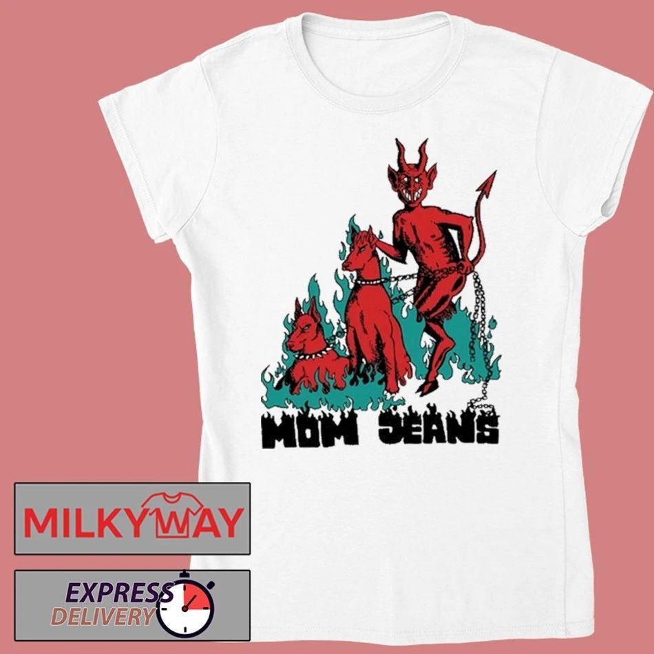 Devil Dog Cropped Boxy Mom Jeans Shirt