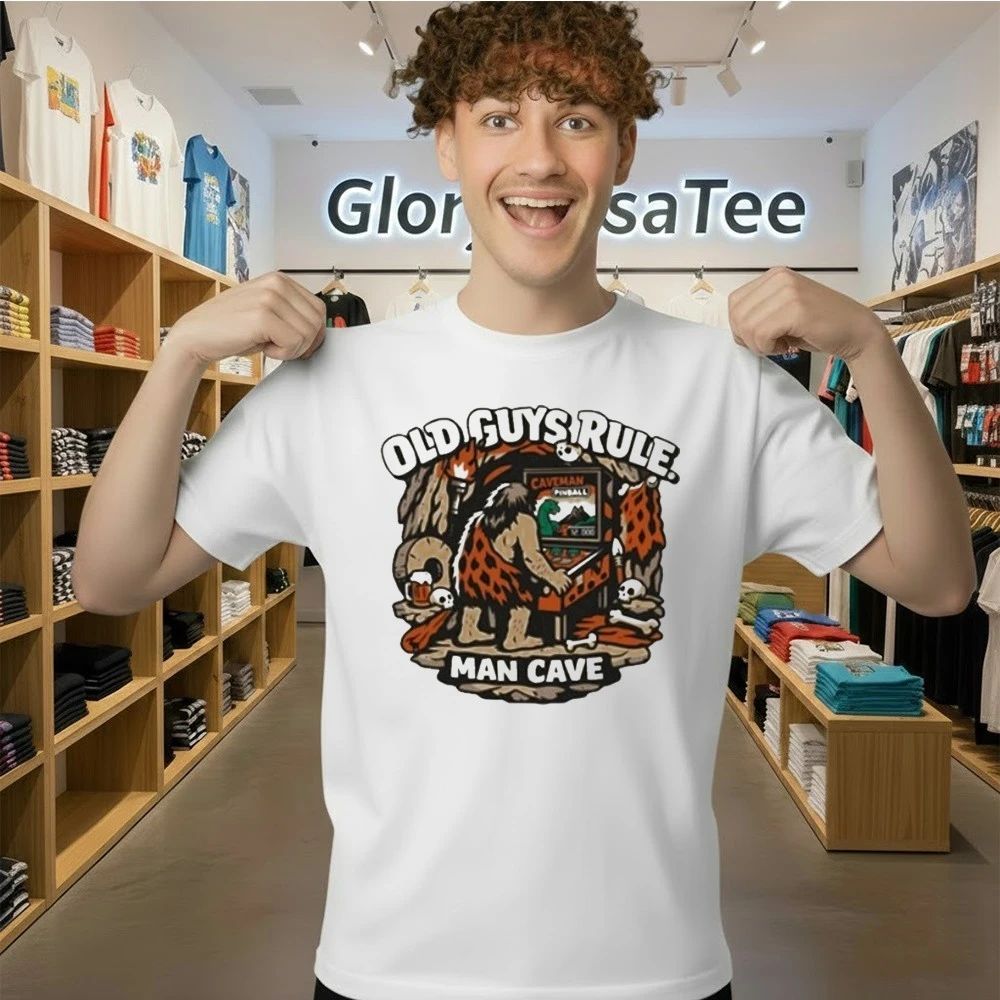 man cave chocolate old guys rule shed shirt