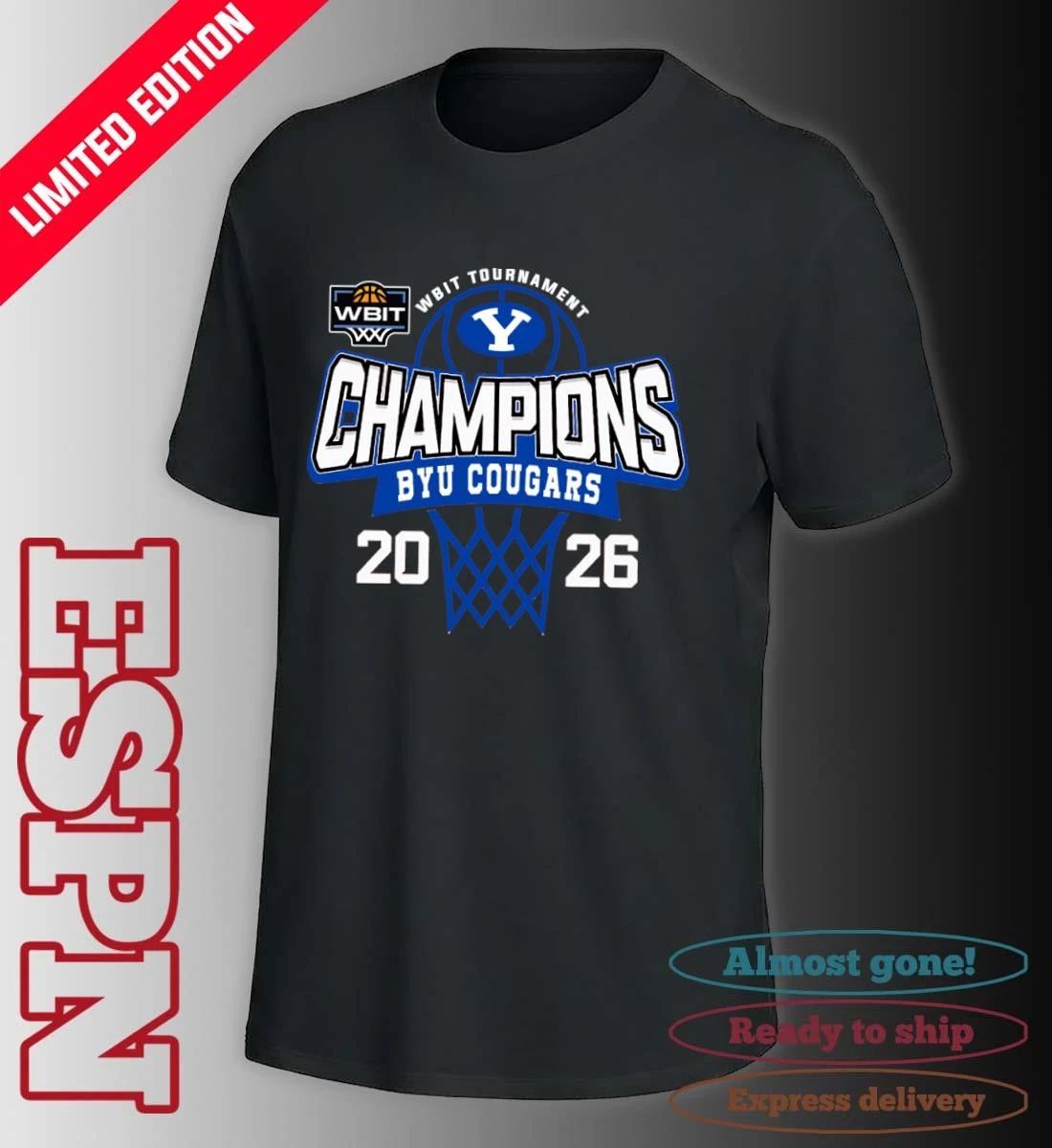 WBIT Tournament Champions 2026 BYU Cougars Basketball T-Shirt