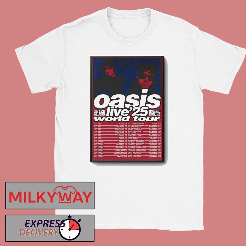 Oasis Live In 2025 World Tour Poster shirt