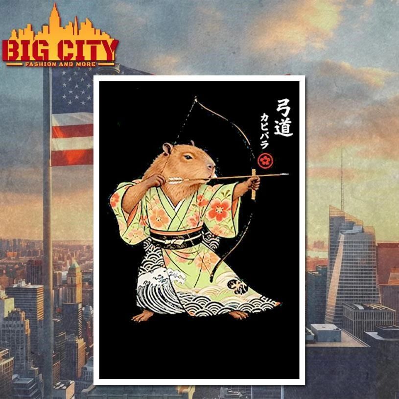 Capybara Archery Samurai Kyudo Japanese Animal Funny Shirt