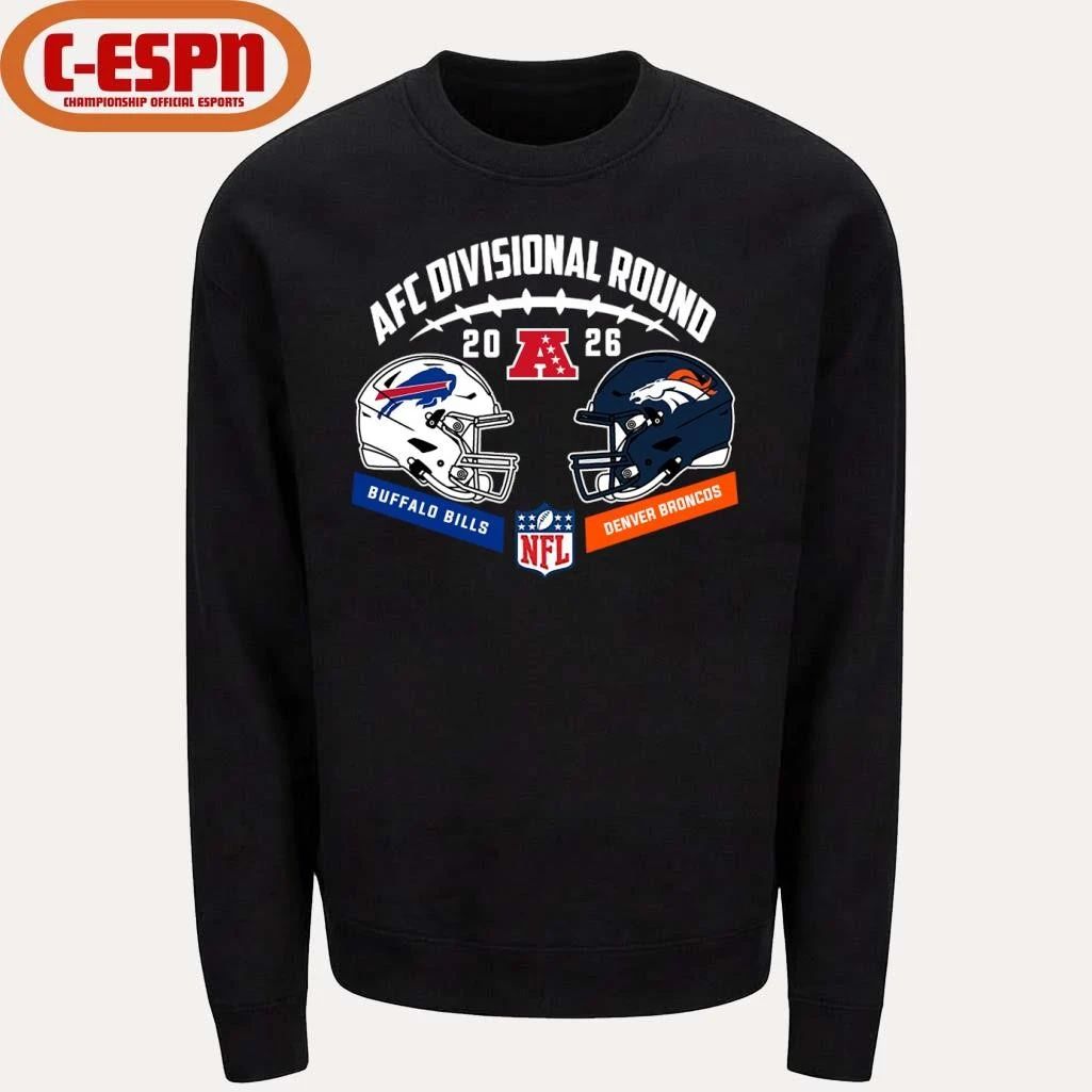 Bills Vs Broncos 2025-26 AFC Divisional Round Duel Helmet T-Shirt