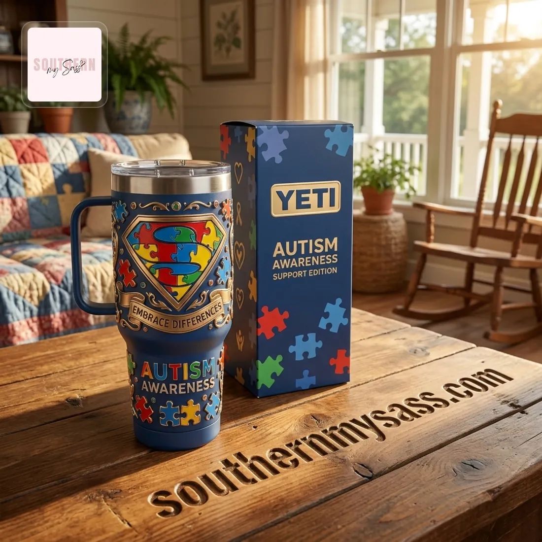 YETI Autism Awareness 40oz Insulated Support Edition Tumbler With Handle