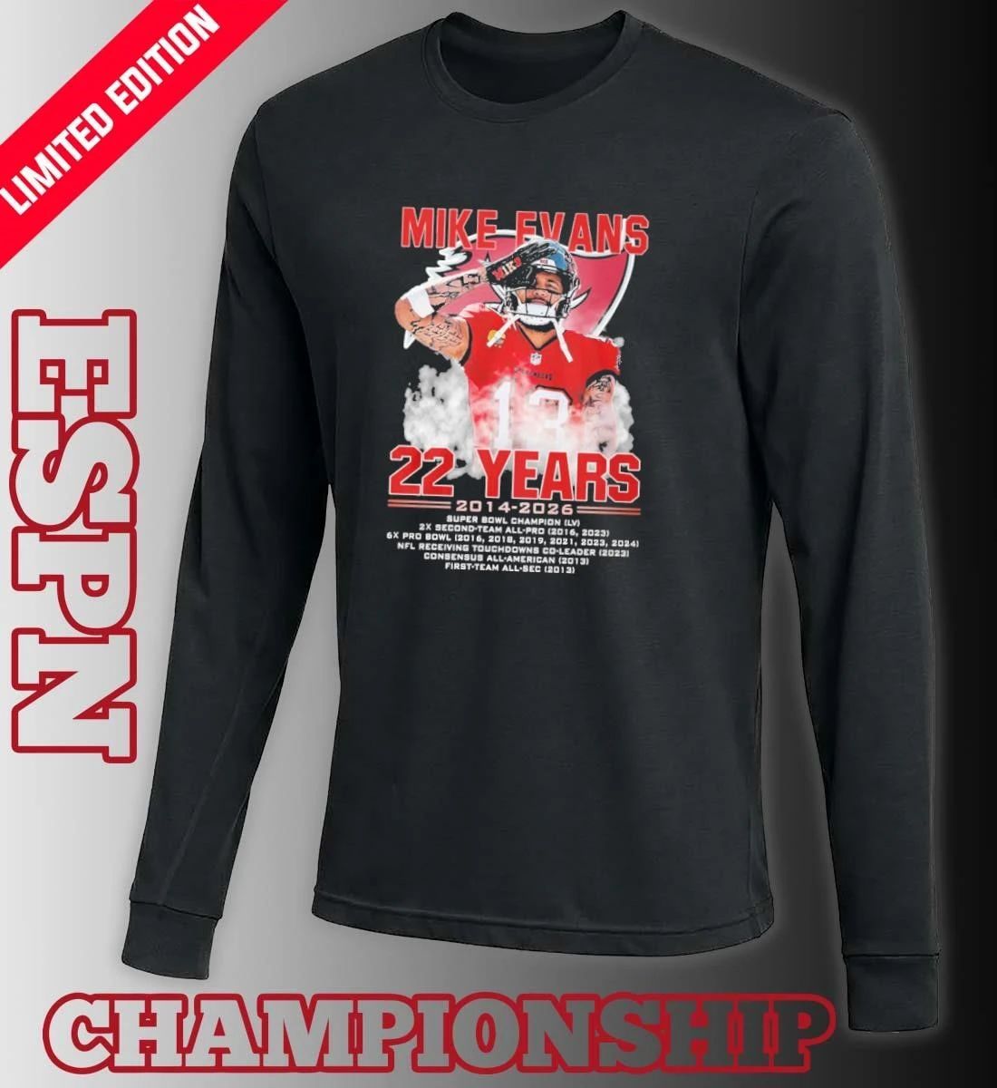 Mike Evans 22 Years Of Tampa Bay Buccaneers 2014-2026 Shirt