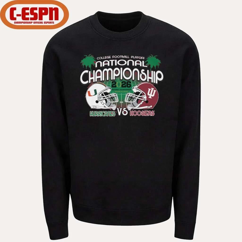 Hurricanes Vs Hoosiers 2026 CFP Championship Game Matchup T-Shirt