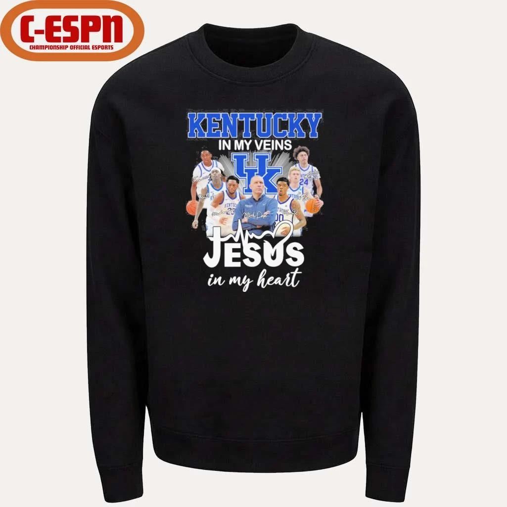 Kentucky Men’s Basketball In My Veins Jesus In My Heart Shirt