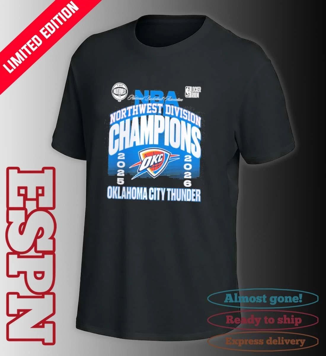 Oklahoma City Thunder 2026 NBA Northwest Division Champions Locker Room T-Shirt
