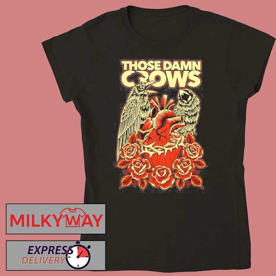 Those Damn Crows Heart & Roses Crow shirt