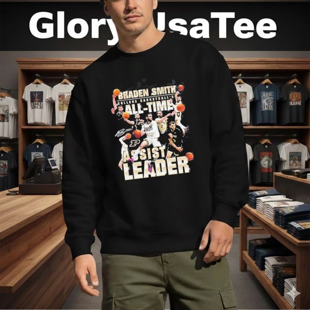 Braden Smith Purdue Boilermakers Men’s College Basketball 2026 All Time Assist Leader T-Shirt