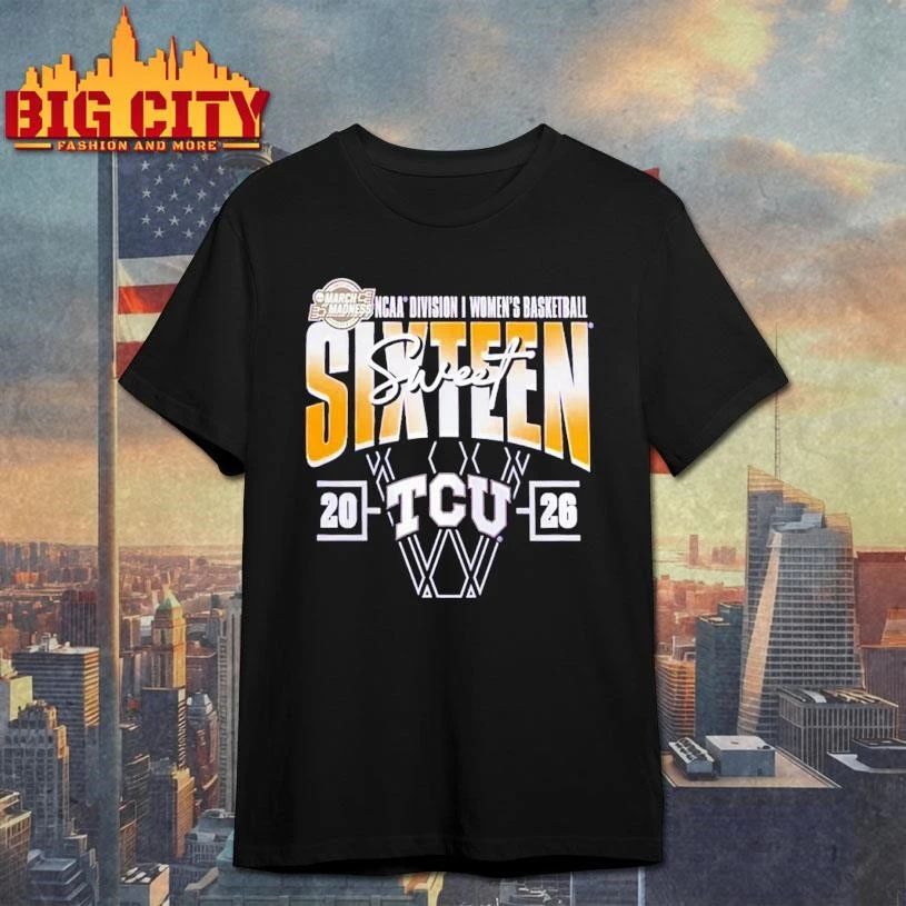 TCU Horned Frogs 2026 NCAA Women’s Basketball Tournament March Madness Sweet 16 Court Shot College Shirt