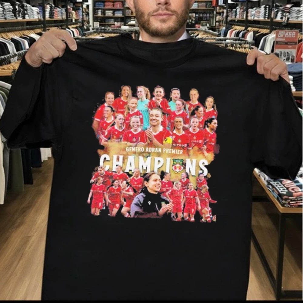 Wrexham AFC Women 2025 2026 Genero Adran Premier Champions T-Shirt